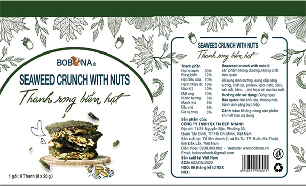 1 thanh rong biển kẹp hạt bao nhiêu calo